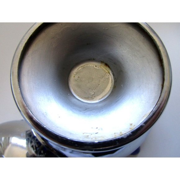 Cobalt Blue Glass and Silver Quality Plate Sugar and Creamer Set - England VTG - Picture 7 of 16